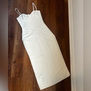 Meshki MIDI Corset Dress! 
- NWT
- White/cream
- Subtle zebra silky fabric
